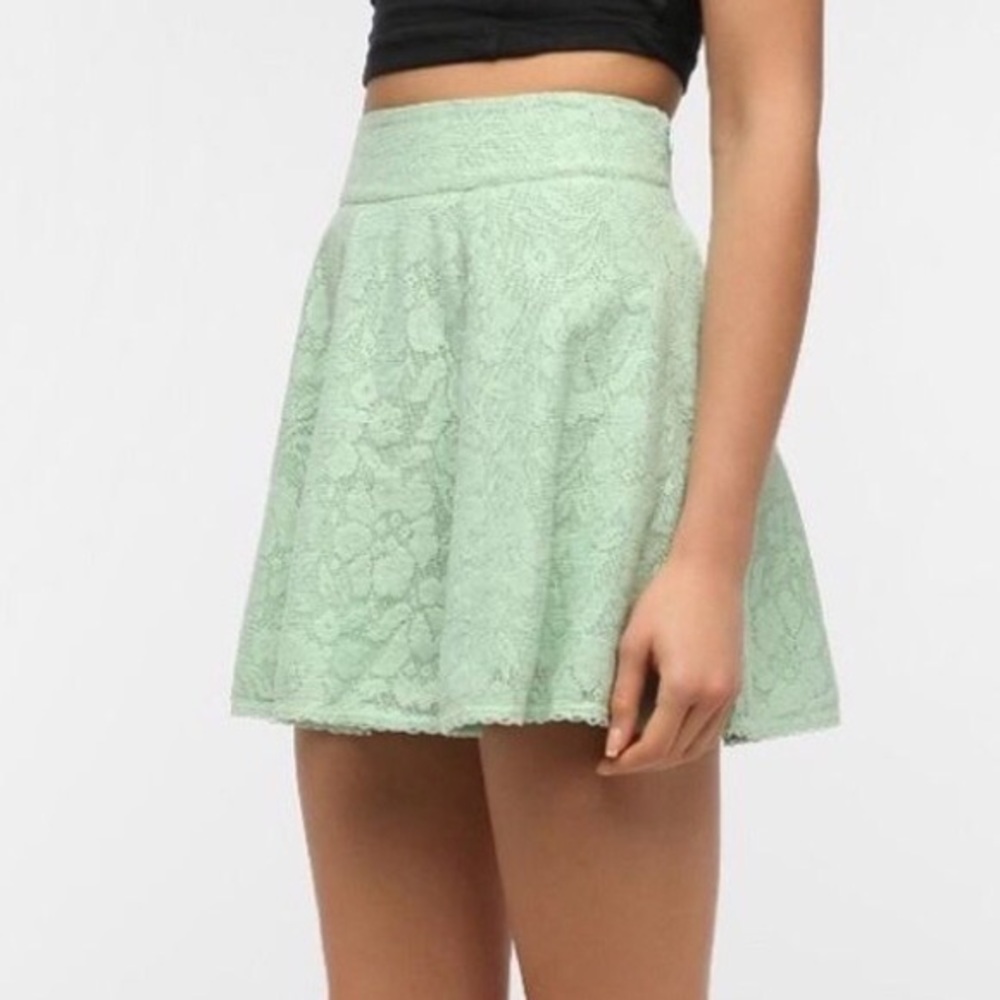 Kimchi Blue mint green lace floral skater skirt